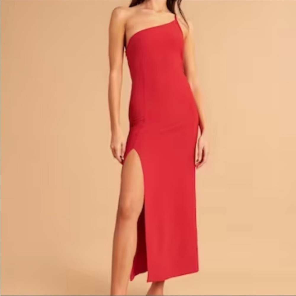 Abercrombie & Fitch Asymmetrical one shoulder maxi dress red size M
